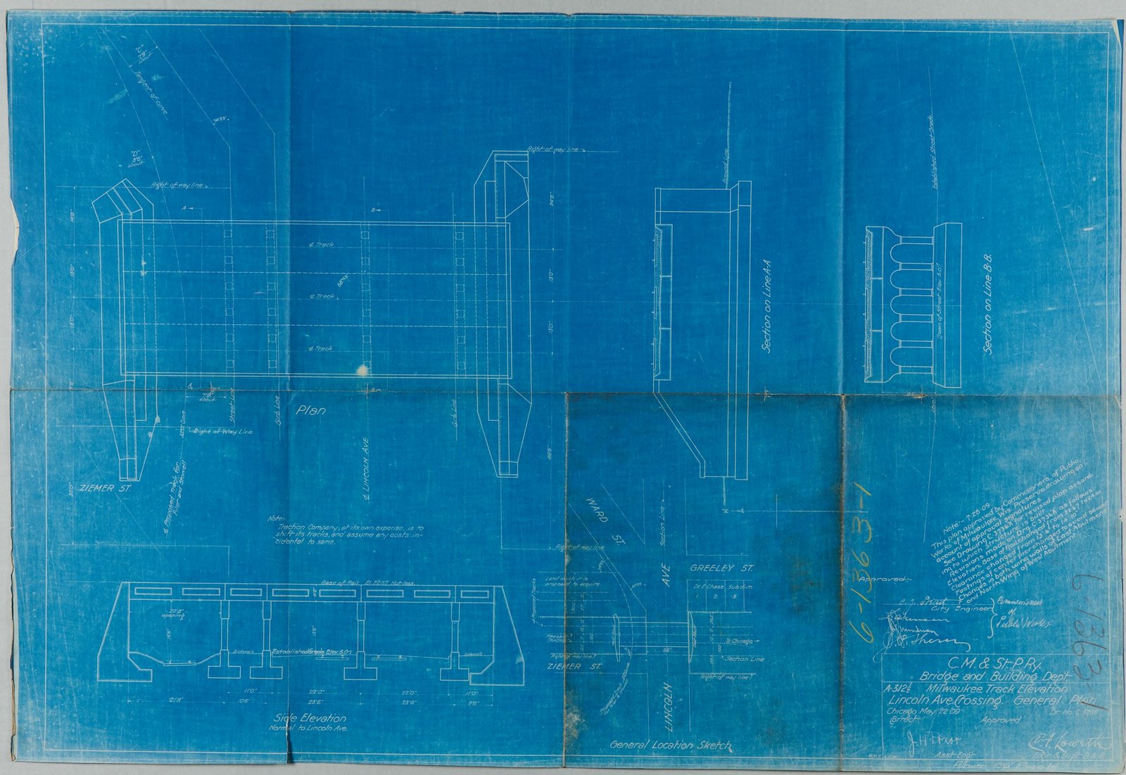Plan of bridge.  Courtesy of Milwaukee Road Archives at the Milwaukee Public Library